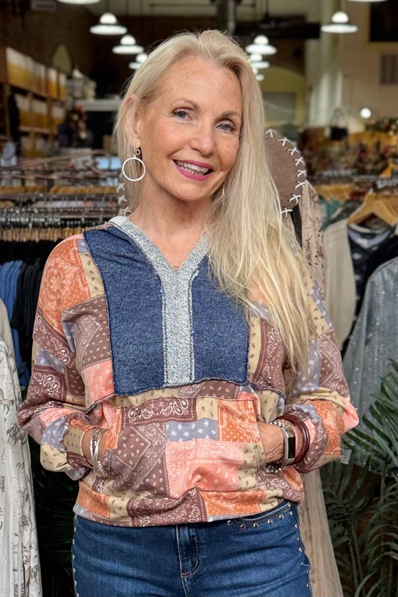 The Prairie Bandana Hoodie-Door Buster-Kori America-Gallop 'n Glitz- Women's Western Wear Boutique, Located in Grants Pass, Oregon