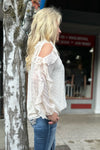 Ruffled Champagne Cold Shoulder Blouse-top-Allie Rose-Gallop 'n Glitz- Women's Western Wear Boutique, Located in Grants Pass, Oregon