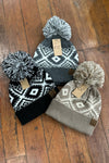 CC Aztec Multi-Colored Pom Beanie Hat-Beanie/Scarf-C.C. Beanie-Gallop 'n Glitz- Women's Western Wear Boutique, Located in Grants Pass, Oregon