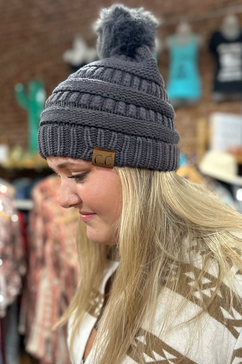 Super Soft Matching Fur Pom C.C Beanie-Beanie/Scarf-C.C. Beanie-Gallop 'n Glitz- Women's Western Wear Boutique, Located in Grants Pass, Oregon