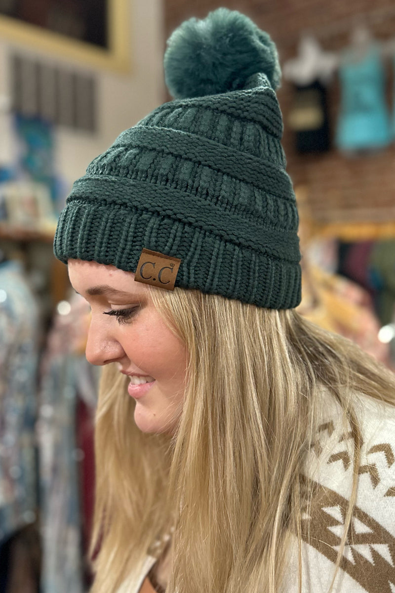 Super Soft Matching Fur Pom C.C Beanie-Beanie/Scarf-C.C. Beanie-Gallop 'n Glitz- Women's Western Wear Boutique, Located in Grants Pass, Oregon