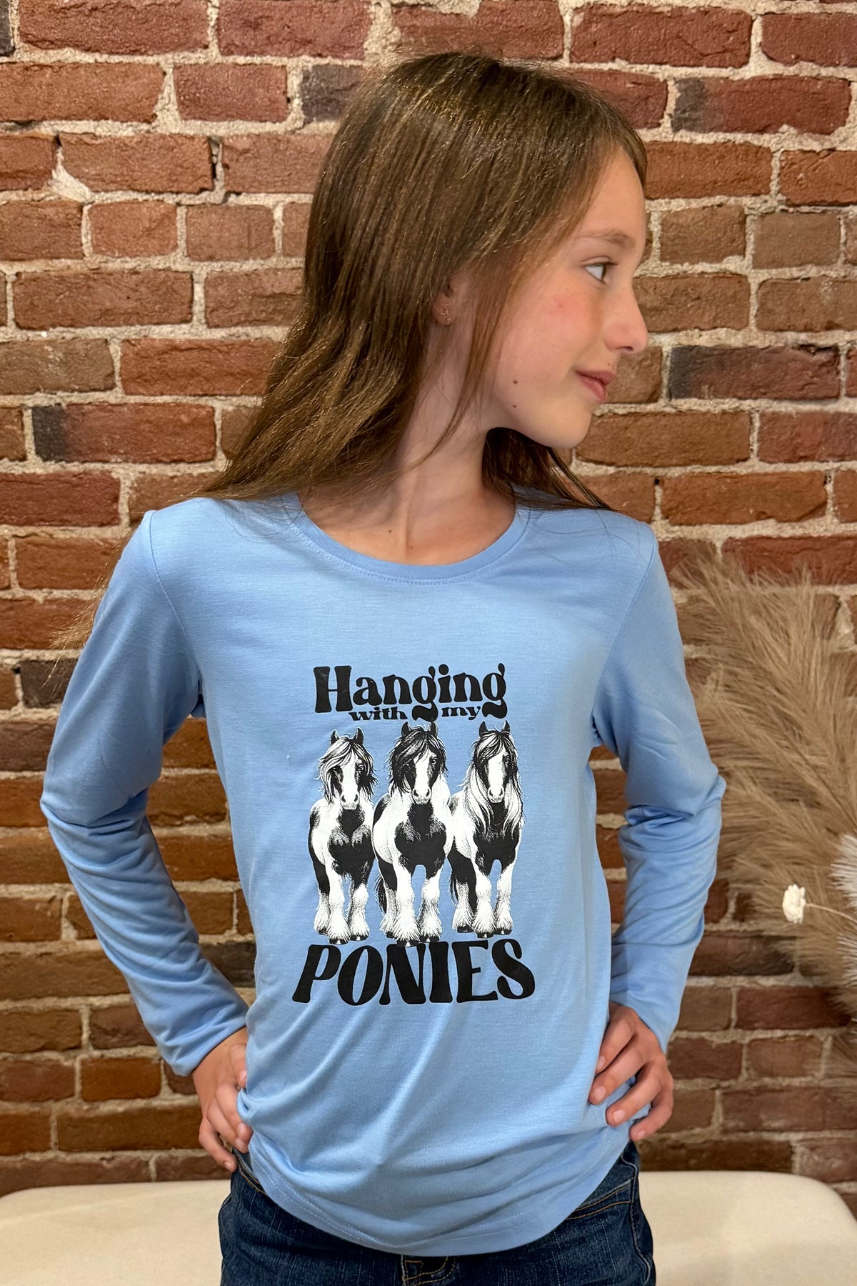 Girls Hanging With My Ponies Long Sleeve by Roper-Girls Top-Roper/Stetson-Gallop 'n Glitz- Women's Western Wear Boutique, Located in Grants Pass, Oregon