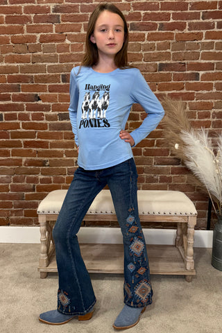 Grace in LA Girls High Rise Embroidered Aztec Flare Jean-Girls Flare-Grace in LA-Gallop 'n Glitz- Women's Western Wear Boutique, Located in Grants Pass, Oregon