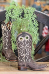 Chocolate Cutout & Embroidered Square Toe Boot by Circle G-Women's Boot-Circle G Boots-Gallop 'n Glitz- Women's Western Wear Boutique, Located in Grants Pass, Oregon