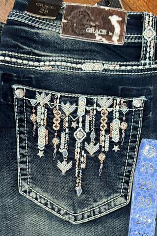 Grace in LA "Falling Stars" Soft Denim Bootcut Jean-Bootcut-Grace in LA-Gallop 'n Glitz- Women's Western Wear Boutique, Located in Grants Pass, Oregon