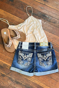 Miss Me Leather 'n Sequin Mid Rise Shorts-Shorts-Miss Me-Gallop 'n Glitz- Women's Western Wear Boutique, Located in Grants Pass, Oregon