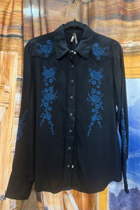 Midnight Blue Pearl Snap by Stetson-Top-Roper/Stetson-Gallop 'n Glitz- Women's Western Wear Boutique, Located in Grants Pass, Oregon