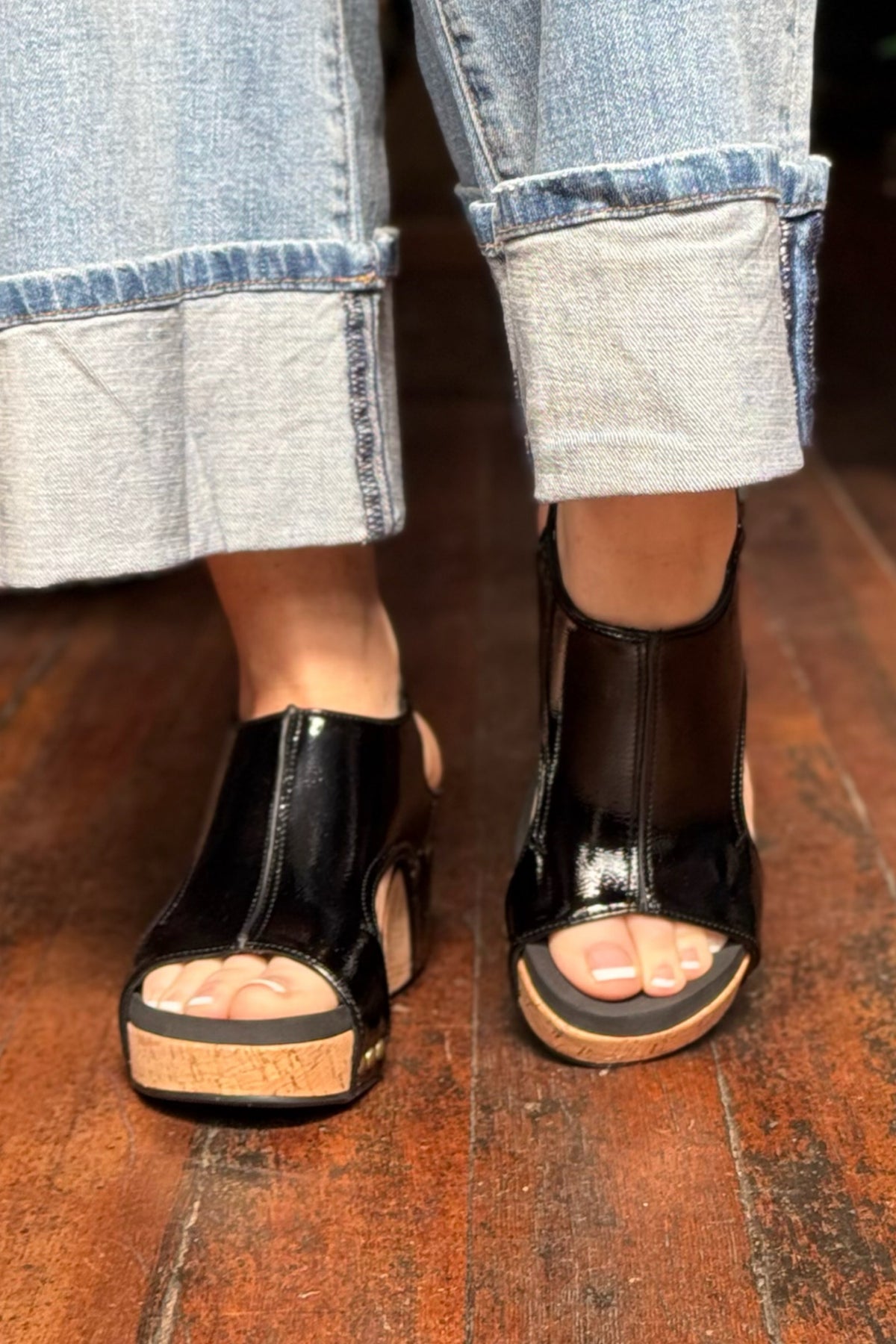 CARLEY By Corkys Black Crinkle Sandal-Women's Shoes-Corkys-Gallop 'n Glitz- Women's Western Wear Boutique, Located in Grants Pass, Oregon