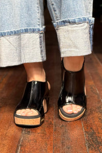 CARLEY By Corkys Black Crinkle Sandal-Women's Shoes-Corkys-Gallop 'n Glitz- Women's Western Wear Boutique, Located in Grants Pass, Oregon