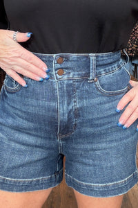 Judy Blue Slim HW Tummy Control Shorts-Shorts-Judy Blue-Gallop 'n Glitz- Women's Western Wear Boutique, Located in Grants Pass, Oregon