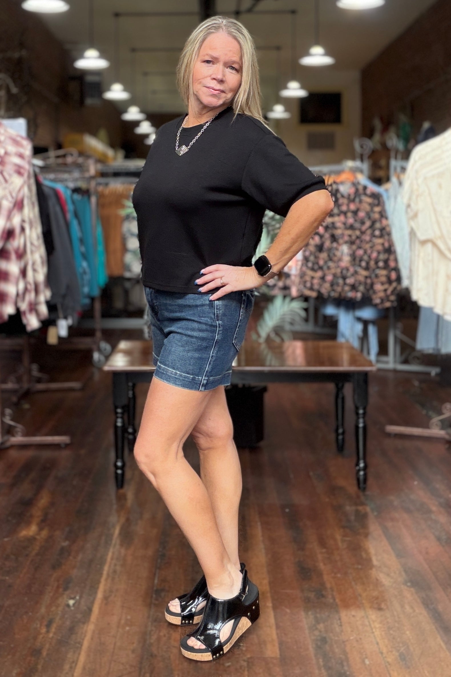 Judy Blue Slim HW Tummy Control Shorts-Shorts-Judy Blue-Gallop 'n Glitz- Women's Western Wear Boutique, Located in Grants Pass, Oregon