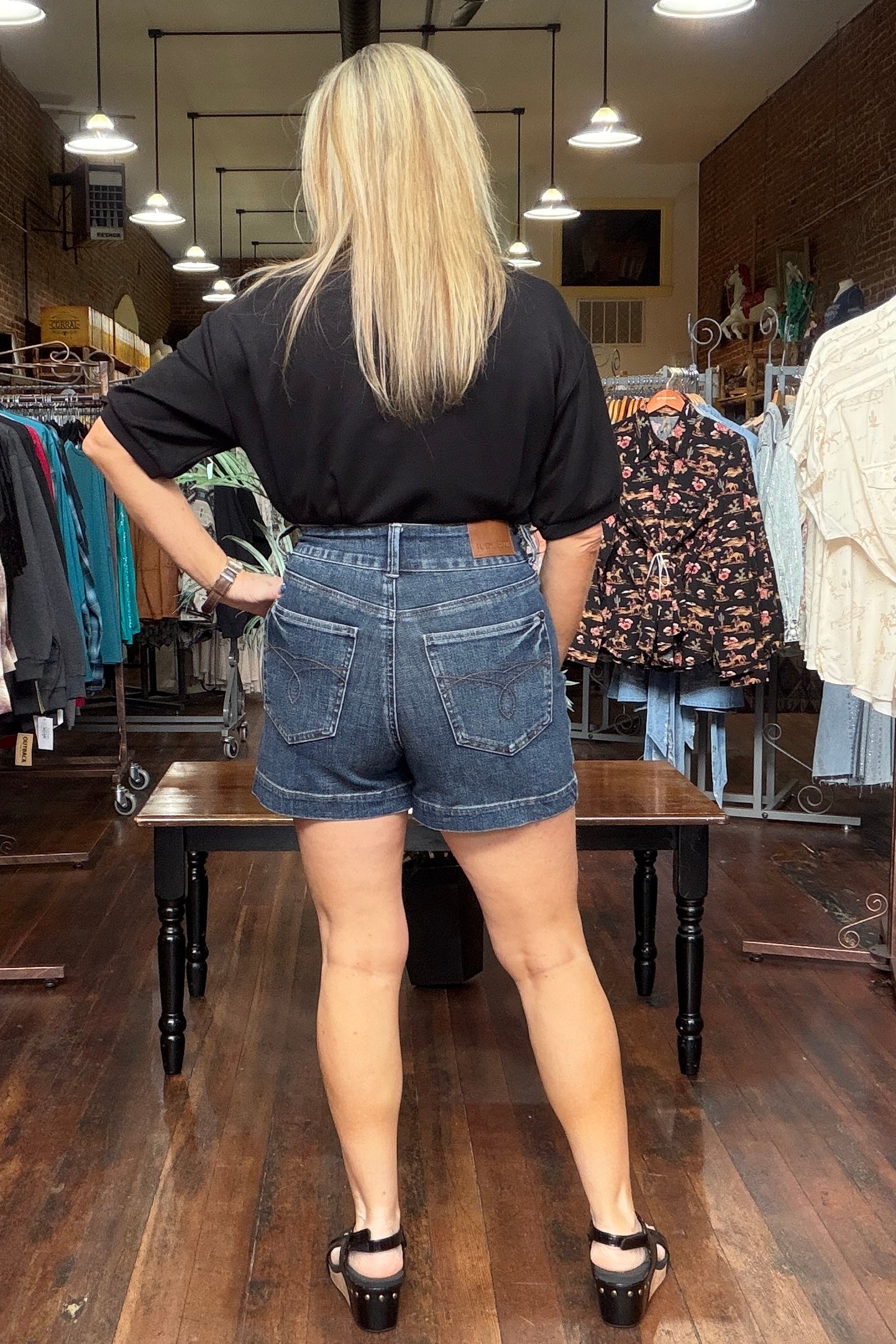 Judy Blue Slim HW Tummy Control Shorts-Shorts-Judy Blue-Gallop 'n Glitz- Women's Western Wear Boutique, Located in Grants Pass, Oregon