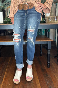 Mid Rise Boyfriend Cuffed Jeans by Judy Blue-Boyfriend-Judy Blue-Gallop 'n Glitz- Women's Western Wear Boutique, Located in Grants Pass, Oregon