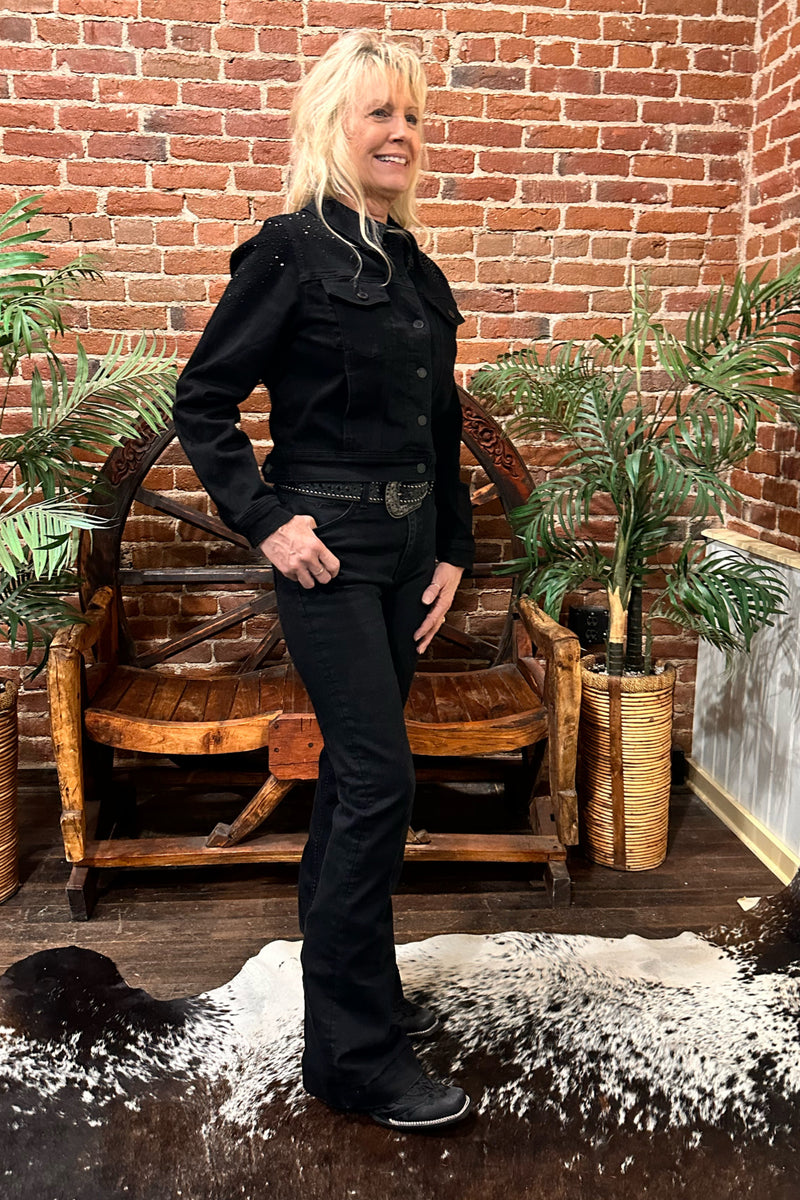 Kimes Ranch Women's Jennifer Black High Rise Stretch Trouser Jeans-Flare-Kimes-Gallop 'n Glitz- Women's Western Wear Boutique, Located in Grants Pass, Oregon