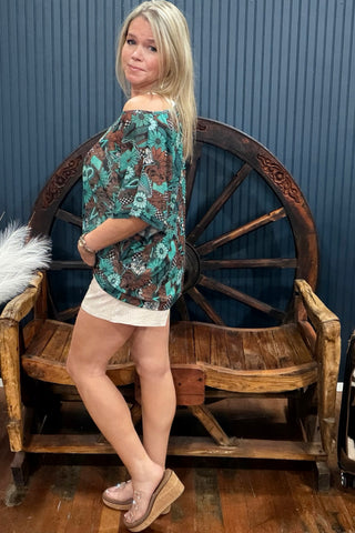 Tattoos In Turquoise Mesh Top-Mesh Top-Sterling Kreek-Gallop 'n Glitz- Women's Western Wear Boutique, Located in Grants Pass, Oregon