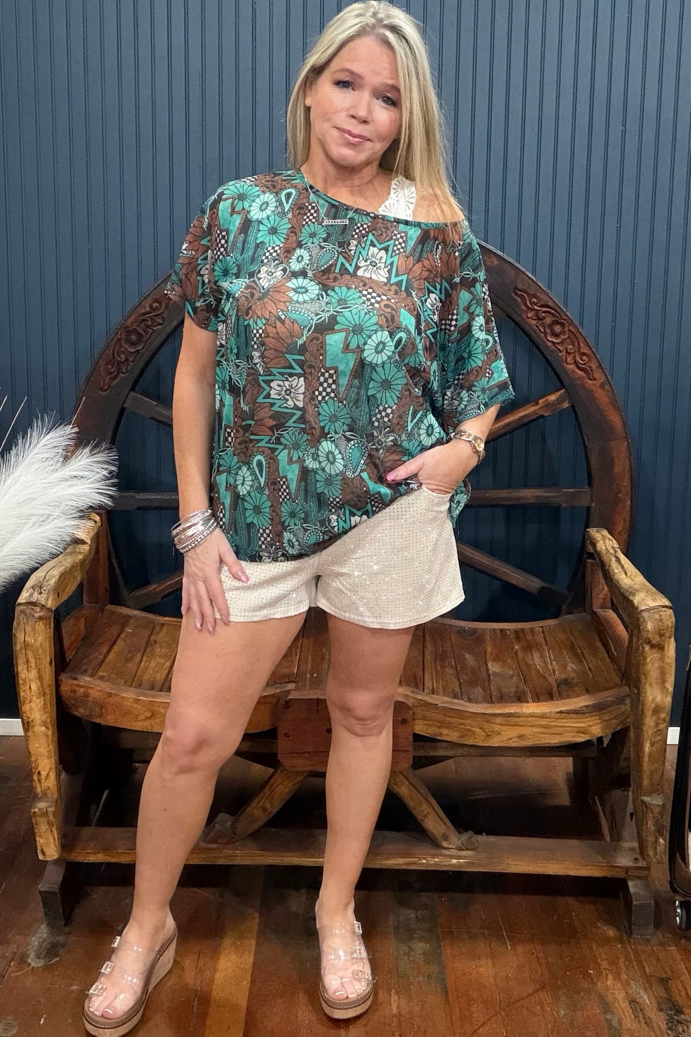 Jitterbug Shorts Cream-Shorts-Sterling Kreek-Gallop 'n Glitz- Women's Western Wear Boutique, Located in Grants Pass, Oregon