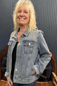 Denim 'N Rhinestone Jacket-Jacket-Vocal-Gallop 'n Glitz- Women's Western Wear Boutique, Located in Grants Pass, Oregon