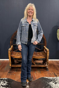 Denim 'N Rhinestone Jacket-Jacket-Vocal-Gallop 'n Glitz- Women's Western Wear Boutique, Located in Grants Pass, Oregon