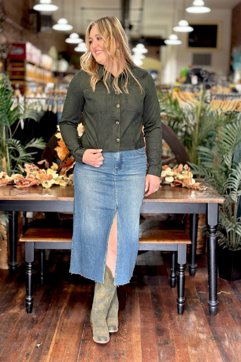 Jen Raw Hemmed Denim Skirt by Kut From The Kloth-Skirt-Kut From The Kloth-Gallop 'n Glitz- Women's Western Wear Boutique, Located in Grants Pass, Oregon