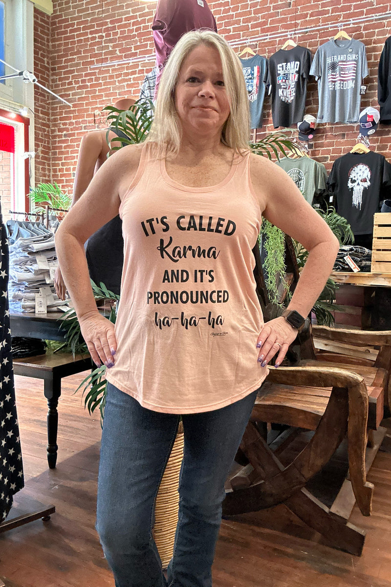 It's Called Karma...Tank Top-Graphic Tank-Gallop 'n Glitz-Gallop 'n Glitz- Women's Western Wear Boutique, Located in Grants Pass, Oregon