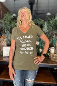 It's Called Karma Tee-Graphic Tee-Gallop 'n Glitz-Gallop 'n Glitz- Women's Western Wear Boutique, Located in Grants Pass, Oregon