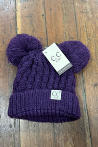 Kids Solid Double Pom C.C Beanie-Beanie/Scarf-C.C. Beanie-Gallop 'n Glitz- Women's Western Wear Boutique, Located in Grants Pass, Oregon