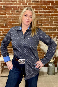 Women’s Horseshoe Print Kirby Shirt by Ariat-Top-Ariat-Gallop 'n Glitz- Women's Western Wear Boutique, Located in Grants Pass, Oregon