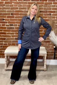 Women’s Horseshoe Print Kirby Shirt by Ariat-Top-Ariat-Gallop 'n Glitz- Women's Western Wear Boutique, Located in Grants Pass, Oregon