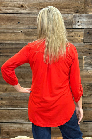 Klassic Charm Red Top-Top-Sterling Kreek-Gallop 'n Glitz- Women's Western Wear Boutique, Located in Grants Pass, Oregon