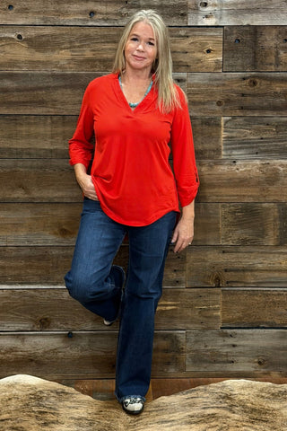 Klassic Charm Red Top-Top-Sterling Kreek-Gallop 'n Glitz- Women's Western Wear Boutique, Located in Grants Pass, Oregon