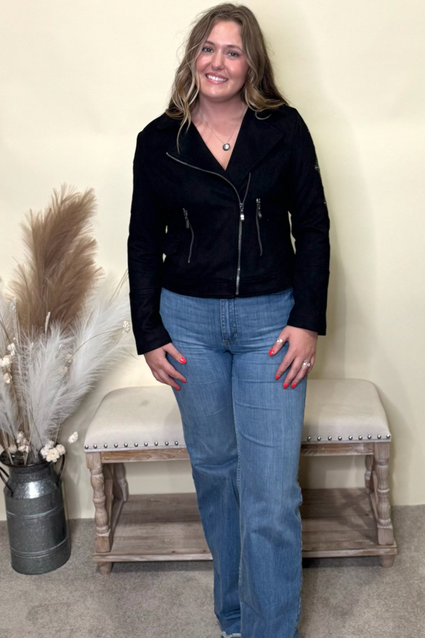 Nomad Spirit Black Embroidered Moto Jacket-Jacket-Montana Co-Gallop 'n Glitz- Women's Western Wear Boutique, Located in Grants Pass, Oregon