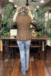 Faux Leather Brown Vest with Wool Inset Hood by Gallop 'n Glitz-Vest-Gallop 'n Glitz-Gallop 'n Glitz- Women's Western Wear Boutique, Located in Grants Pass, Oregon