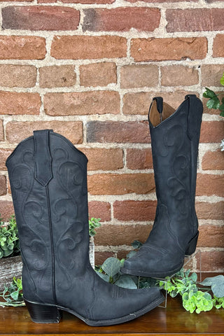 Ladies Black Embroidered Circle G Boot by Corral Boots-Women's Boot-Circle G Boots-Gallop 'n Glitz- Women's Western Wear Boutique, Located in Grants Pass, Oregon