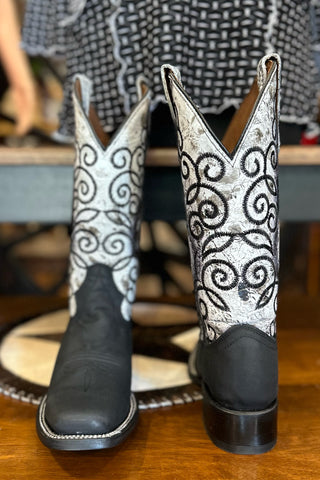 Women's Black/White Distressed Circle G Boot by Corral-Women's Boot-Circle G Boots-Gallop 'n Glitz- Women's Western Wear Boutique, Located in Grants Pass, Oregon