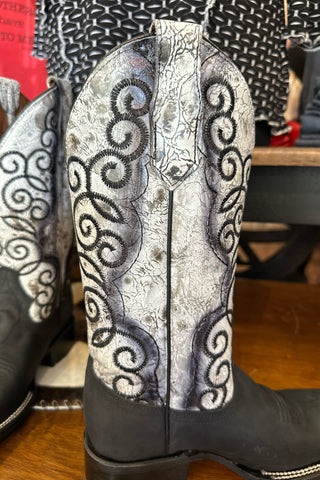 Women's Black/White Distressed Circle G Boot by Corral-Women's Boot-Circle G Boots-Gallop 'n Glitz- Women's Western Wear Boutique, Located in Grants Pass, Oregon