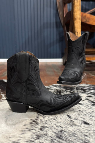 Black Embroidered Snip Toe Ankle Boot by Circle G-Women's Boot-Circle G Boots-Gallop 'n Glitz- Women's Western Wear Boutique, Located in Grants Pass, Oregon