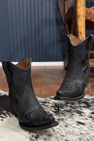 Black Embroidered Snip Toe Ankle Boot by Circle G-Women's Boot-Circle G Boots-Gallop 'n Glitz- Women's Western Wear Boutique, Located in Grants Pass, Oregon