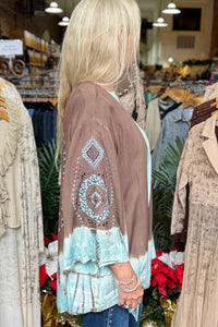 The Turquoise Trails Kimono-Door Buster-Gallop 'n Glitz-Gallop 'n Glitz- Women's Western Wear Boutique, Located in Grants Pass, Oregon