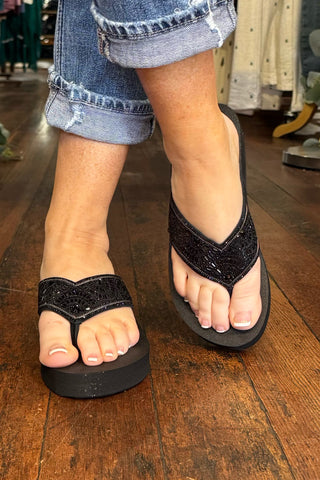 LIANA Black Mosaic Flip Flop by Yellow Box-Flip Flop-Yellow Box-Gallop 'n Glitz- Women's Western Wear Boutique, Located in Grants Pass, Oregon