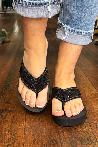 LIANA Black Mosaic Flip Flop by Yellow Box-Flip Flop-Yellow Box-Gallop 'n Glitz- Women's Western Wear Boutique, Located in Grants Pass, Oregon