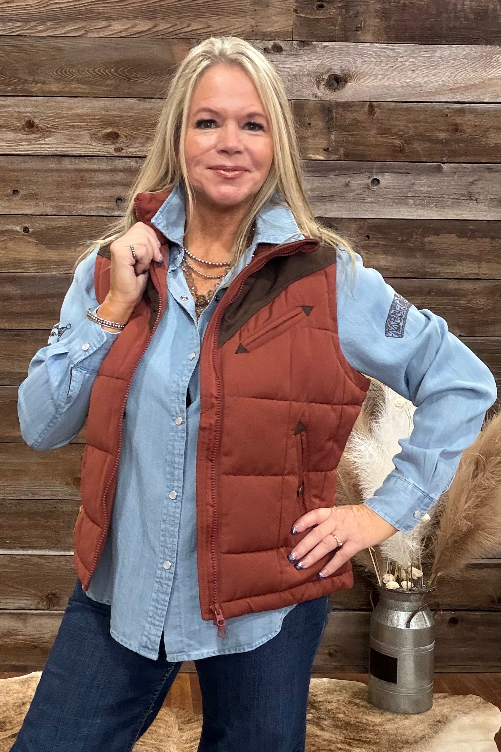 Lenora Burnt Red Vest by Kimes Ranch-Vest-Kimes-Gallop 'n Glitz- Women's Western Wear Boutique, Located in Grants Pass, Oregon