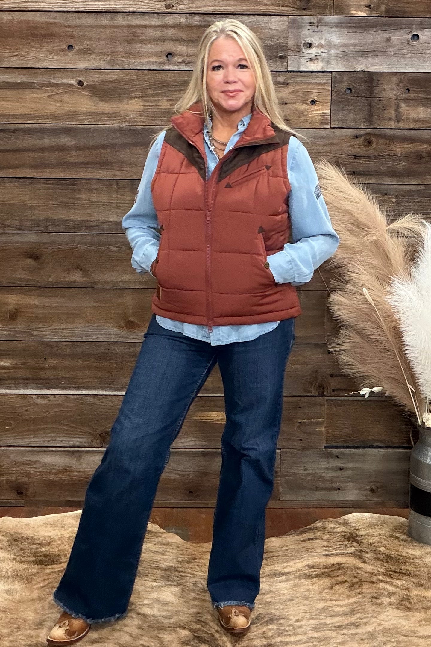 Lenora Burnt Red Vest by Kimes Ranch-Vest-Kimes-Gallop 'n Glitz- Women's Western Wear Boutique, Located in Grants Pass, Oregon