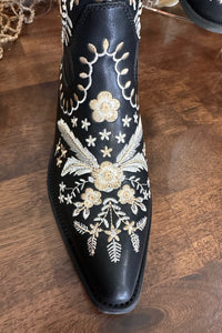 Black Floral Embroidered Short Boot-Women's Boot-Miracle Mile-Gallop 'n Glitz- Women's Western Wear Boutique, Located in Grants Pass, Oregon