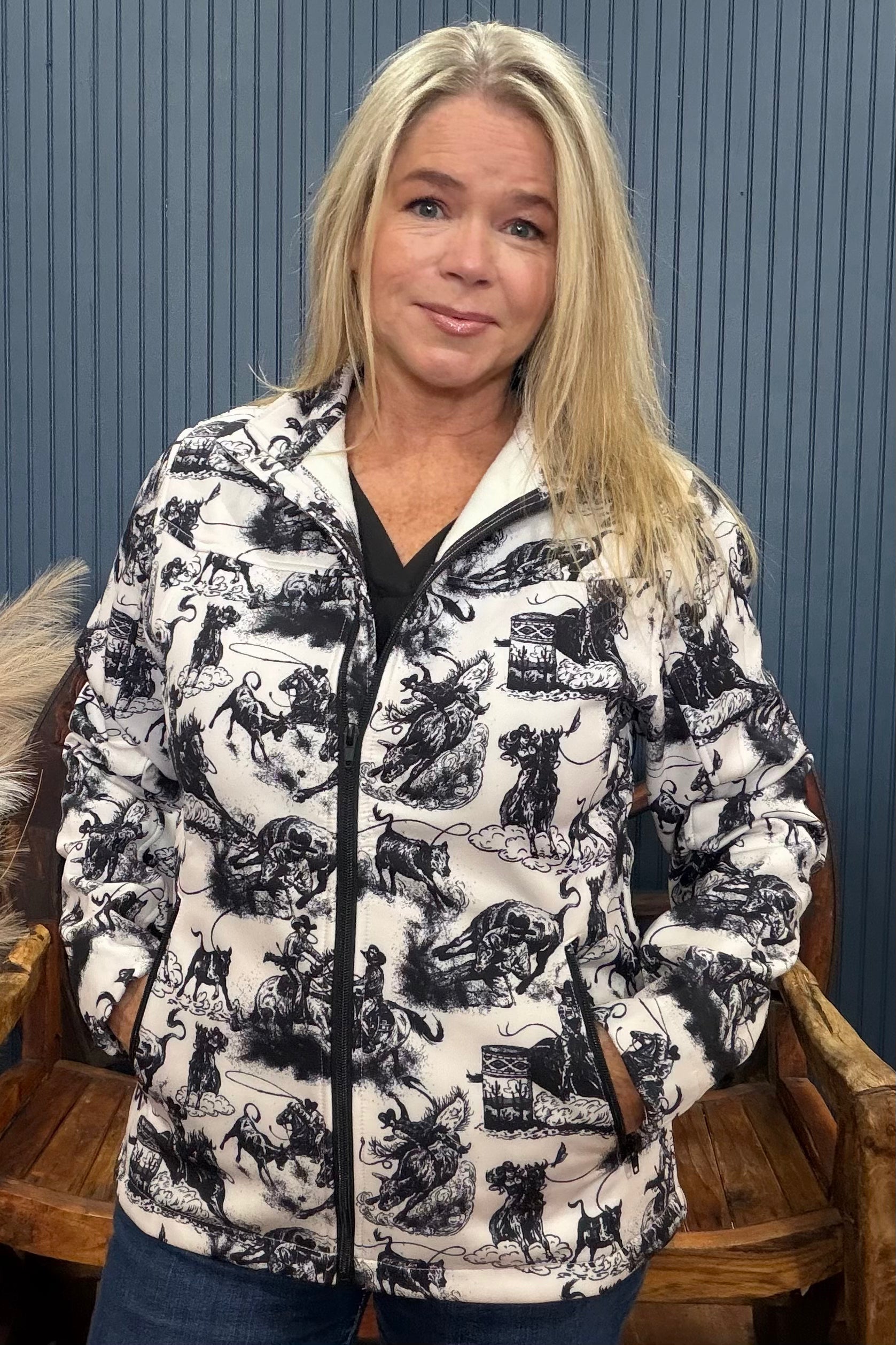 Life is a Rodeo Zip Up Jacket-Jacket-Sterling Kreek-Gallop 'n Glitz- Women's Western Wear Boutique, Located in Grants Pass, Oregon