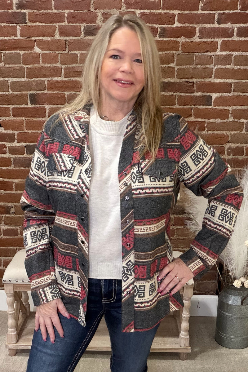 Lorelei Grey Snap Shirt by Outback-top-Outback Trading-Gallop 'n Glitz- Women's Western Wear Boutique, Located in Grants Pass, Oregon