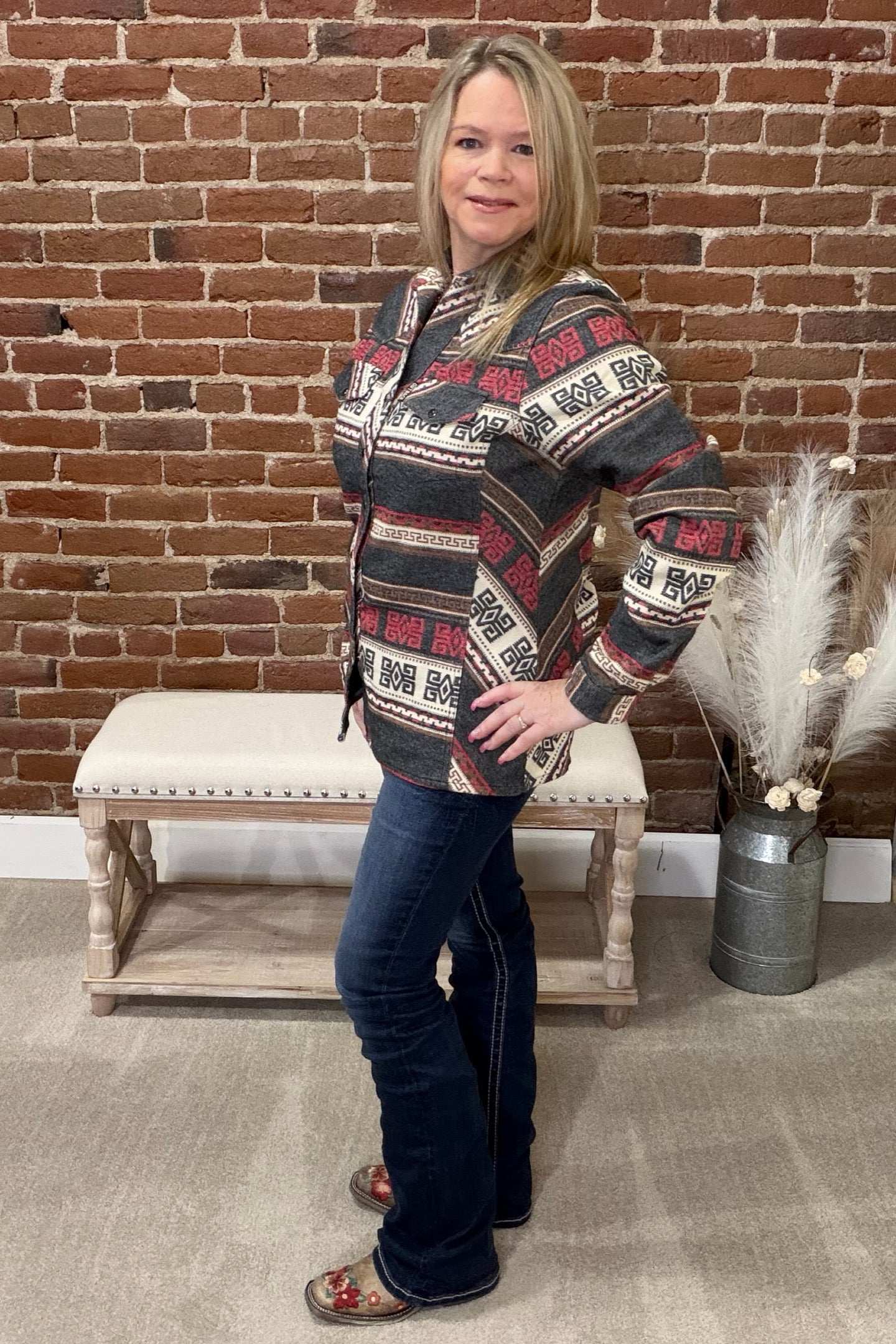 Lorelei Grey Snap Shirt by Outback-top-Outback Trading-Gallop 'n Glitz- Women's Western Wear Boutique, Located in Grants Pass, Oregon