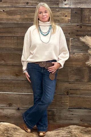 The Desert Echo Off White Knit Turtleneck-Sweater-Kerisma-Gallop 'n Glitz- Women's Western Wear Boutique, Located in Grants Pass, Oregon
