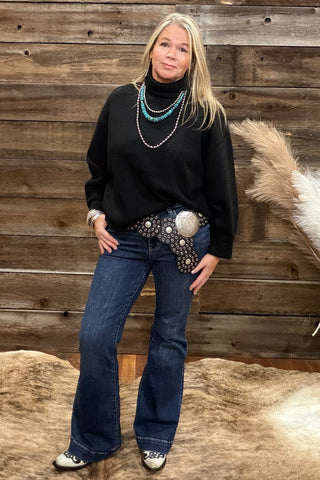 The Desert Echo Black Knit Turtleneck-Sweater-Kerisma-Gallop 'n Glitz- Women's Western Wear Boutique, Located in Grants Pass, Oregon