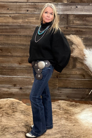 The Desert Echo Black Knit Turtleneck-Sweater-Kerisma-Gallop 'n Glitz- Women's Western Wear Boutique, Located in Grants Pass, Oregon