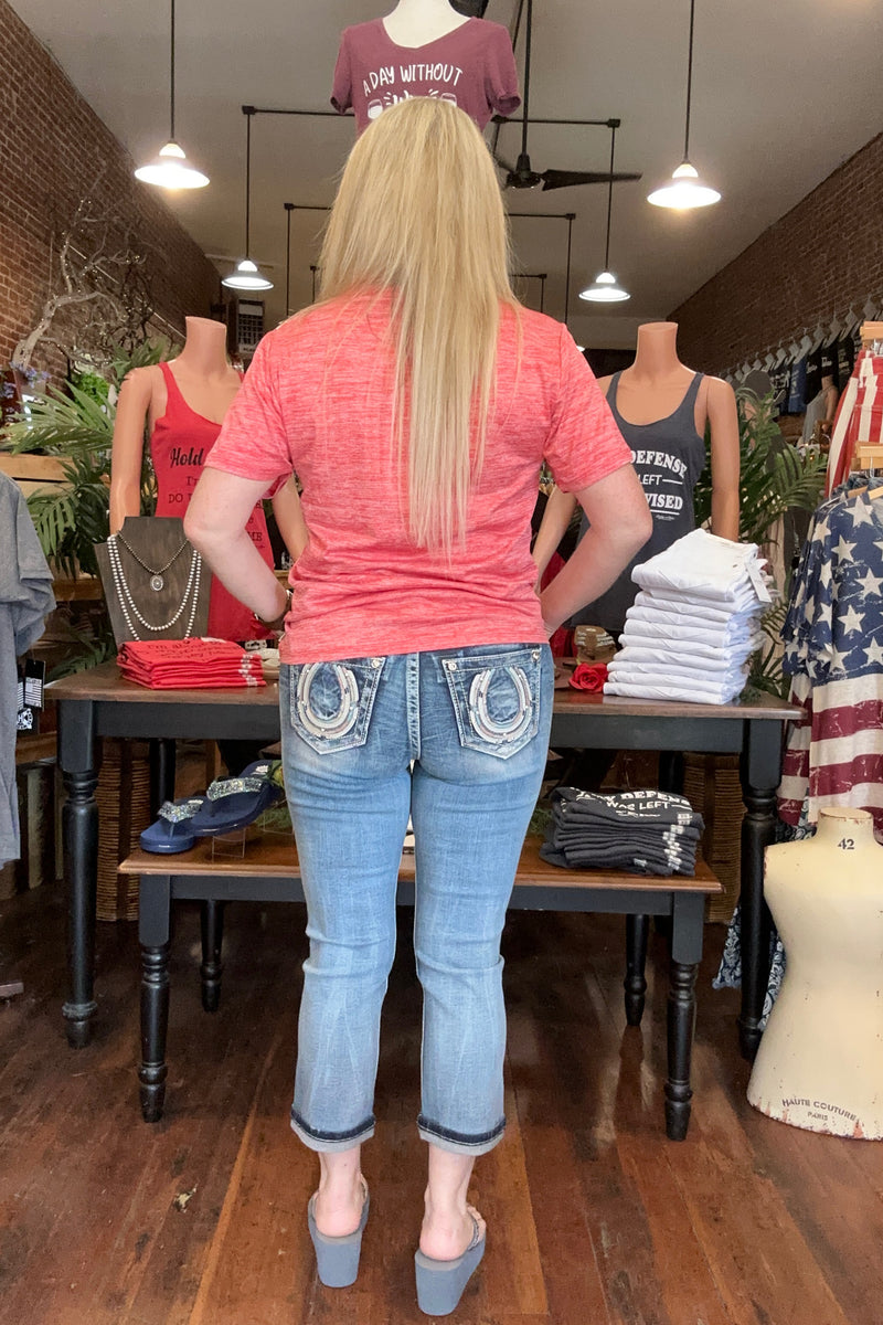 Miss Me "HORSESHOE BLUES" Mid Rise Denim Capri-Capri-Miss Me-Gallop 'n Glitz- Women's Western Wear Boutique, Located in Grants Pass, Oregon